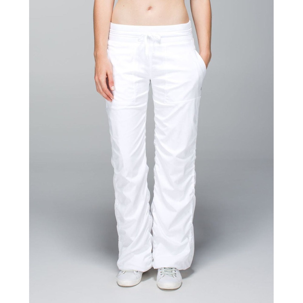 Lululemon Studio Pant II *Liner Women 8 White Lined Ruched Cinch Hem Athleisure